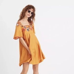 Madewell Embroidered Square-Neck Mini Dress